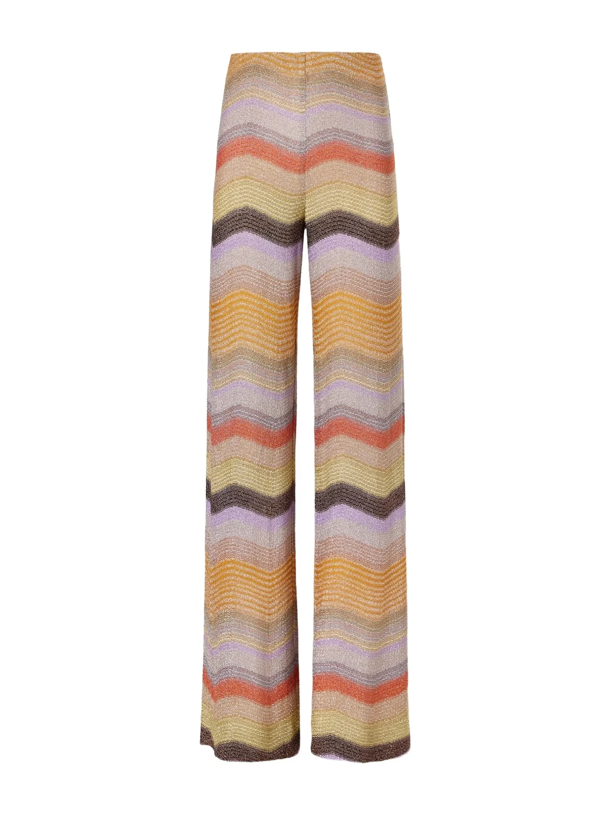 Striped Metallic Crochet-knit Wide-leg Pants Striped Metallic Crochet-knit Wide-leg Pants