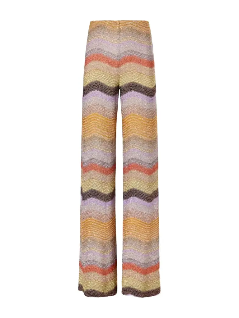 Missoni Striped Metallic Crochet-knit Wide-leg Pants