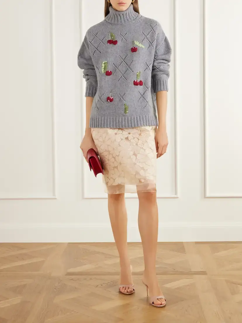 BERNADETTE Sharon Embroidered Pointelle-knit Wool Turtleneck Sweater | Thumbnail 2 BERNADETTE Sharon Embroidered Pointelle-knit Wool Turtleneck Sweater | Thumbnail 2