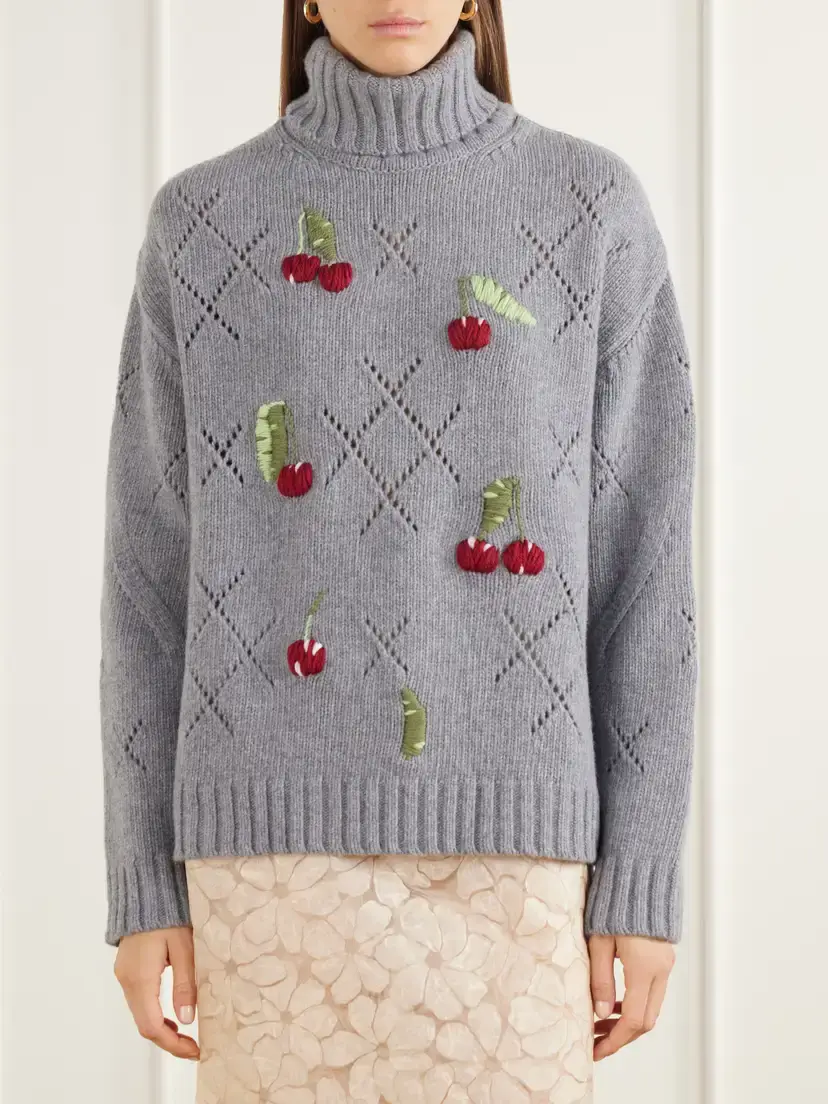 BERNADETTE Sharon Embroidered Pointelle-knit Wool Turtleneck Sweater | Thumbnail 3 BERNADETTE Sharon Embroidered Pointelle-knit Wool Turtleneck Sweater | Thumbnail 3