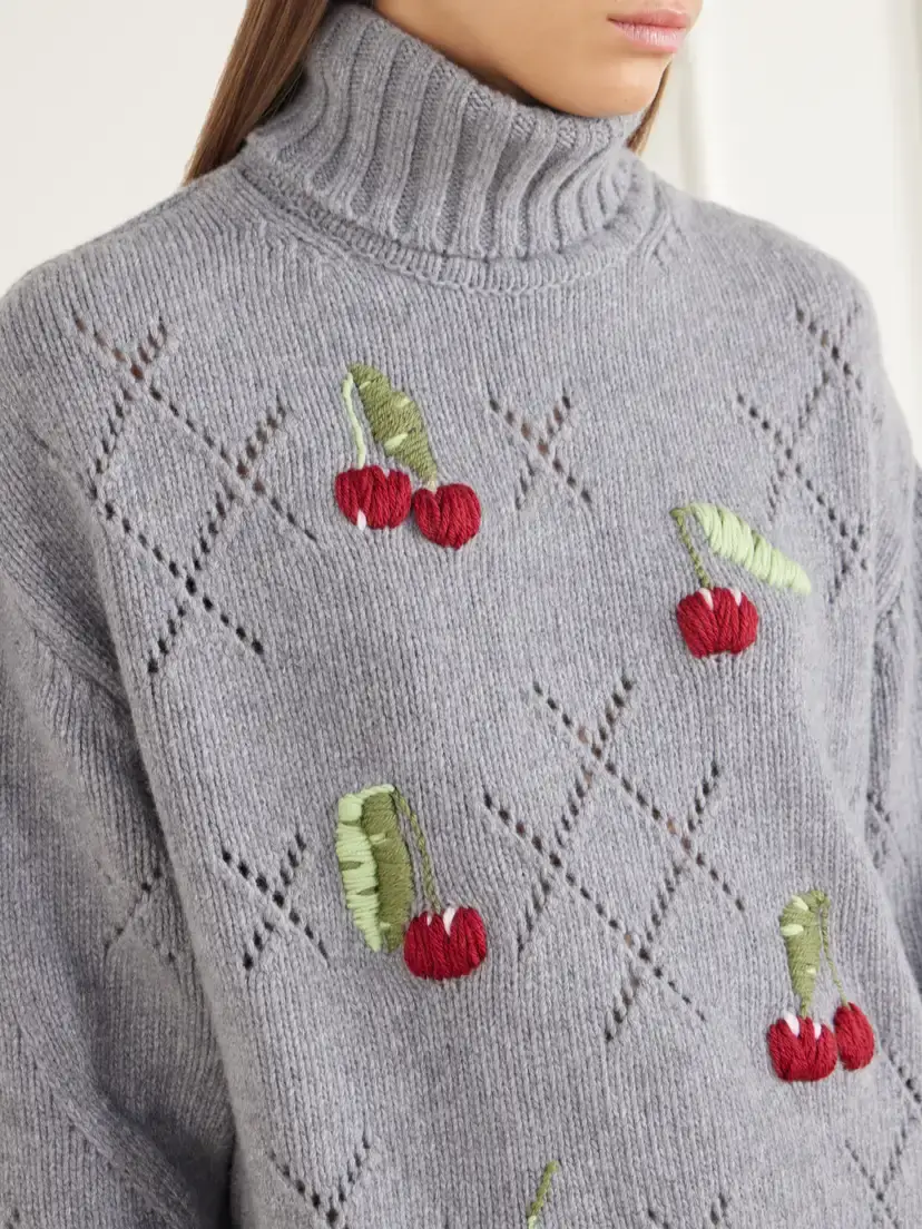 BERNADETTE Sharon Embroidered Pointelle-knit Wool Turtleneck Sweater | Thumbnail 5 BERNADETTE Sharon Embroidered Pointelle-knit Wool Turtleneck Sweater | Thumbnail 5