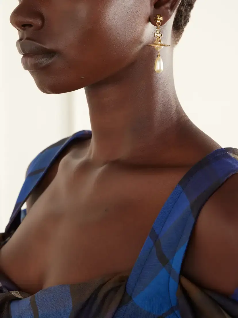 Vivienne Westwood Pearl Drop Crystal-embellished Gold-tone Earrings | Thumbnail 3 Vivienne Westwood Pearl Drop Crystal-embellished Gold-tone Earrings | Thumbnail 3