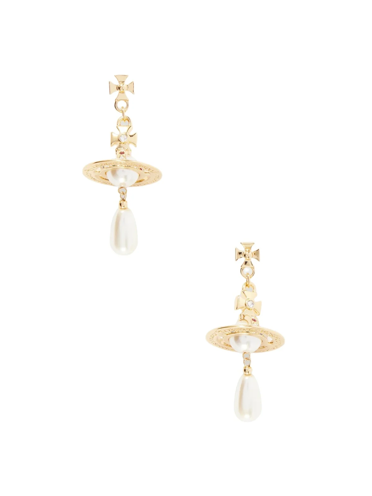 Vivienne Westwood Pearl Drop Crystal-embellished Gold-tone Earrings