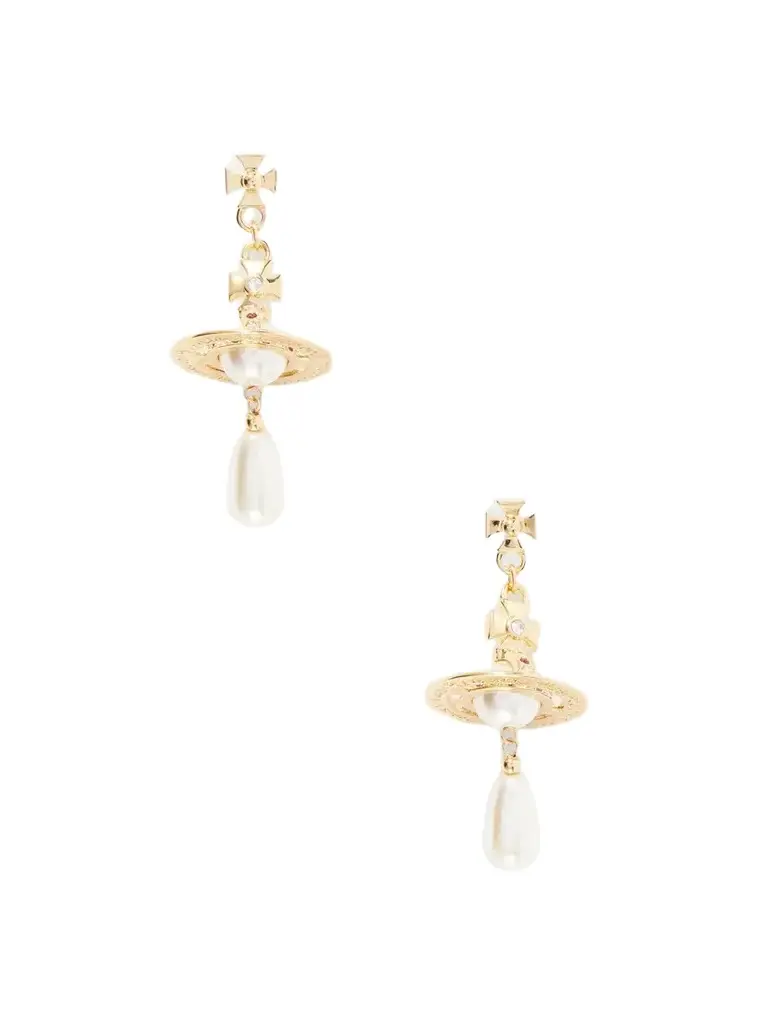 Vivienne Westwood Pearl Drop Crystal-embellished Gold-tone Earrings