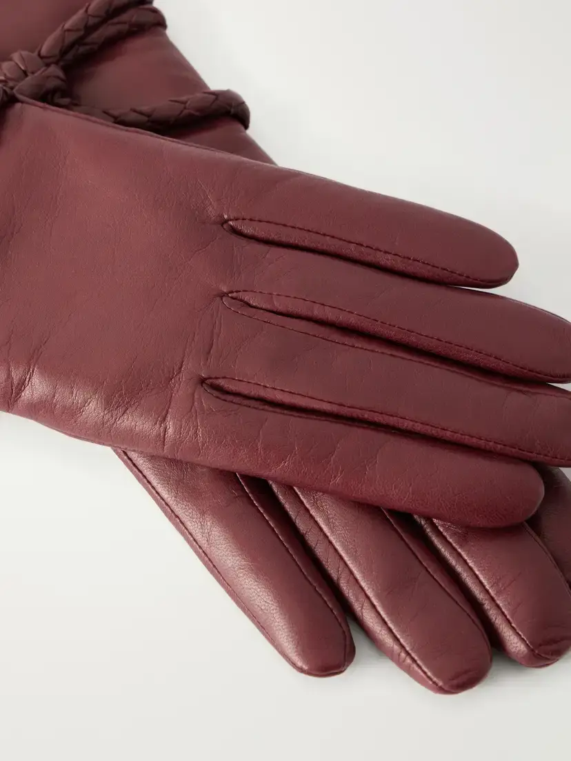 Agnelle Prune Braided Leather Gloves | Thumbnail 2 Agnelle Prune Braided Leather Gloves | Thumbnail 2