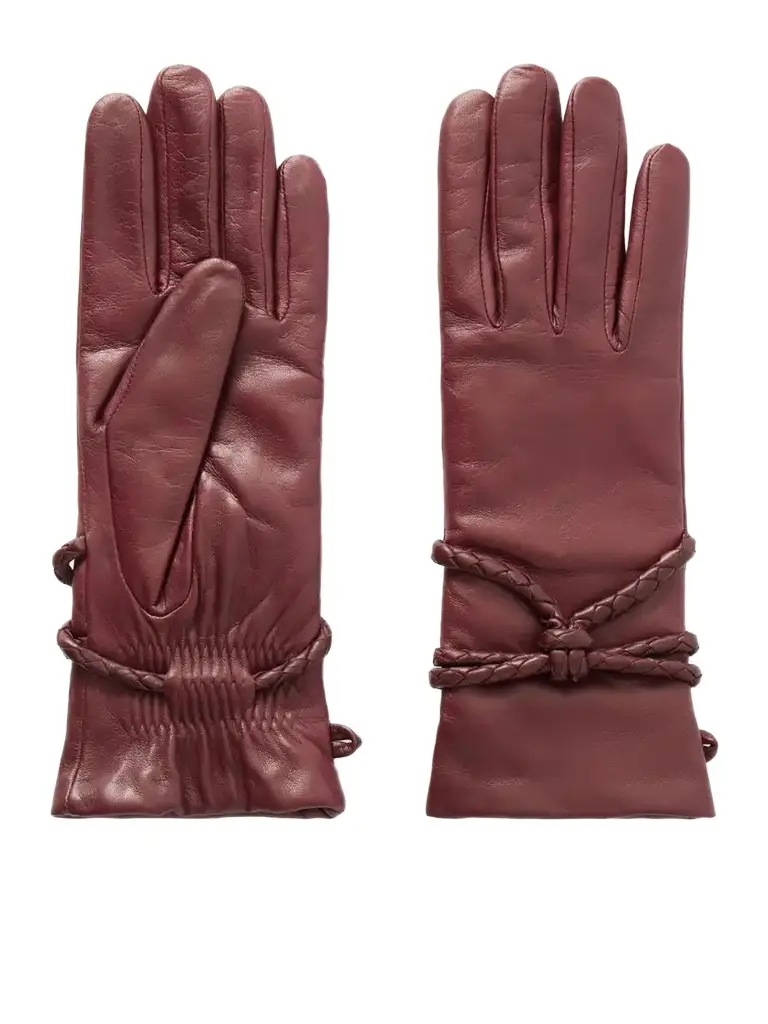 Prune Braided Leather Gloves Prune Braided Leather Gloves