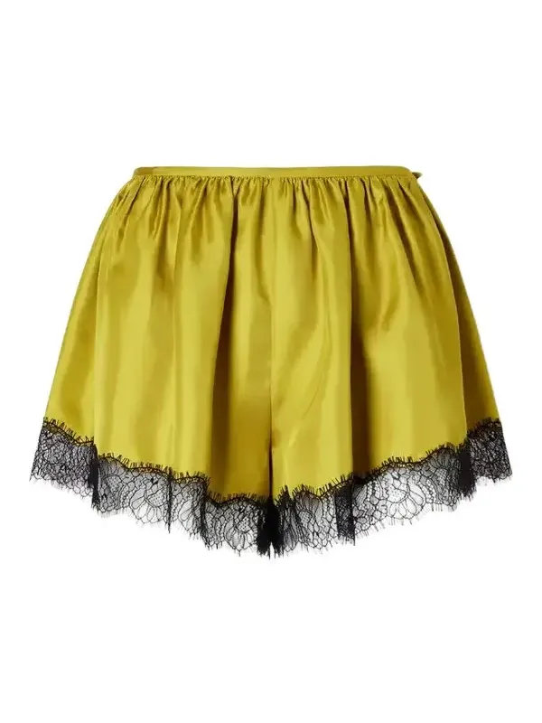 Ulla Johnson Georgina Chantilly Lace-trimmed Silk-twill Shorts