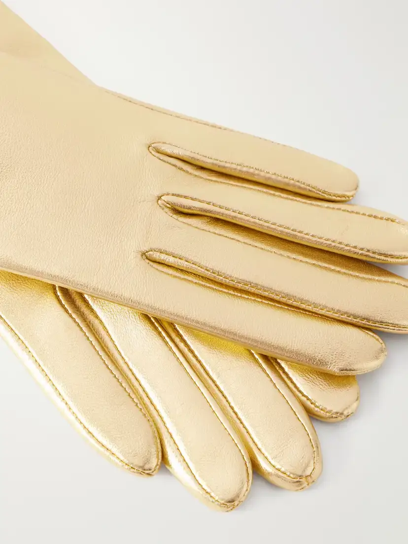 Agnelle Olga Metallic Leather Gloves | Thumbnail 2 Agnelle Olga Metallic Leather Gloves | Thumbnail 2