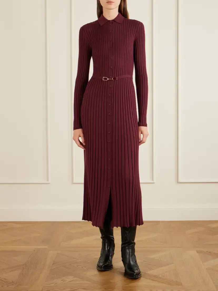 Gabriela Hearst Tenes Belted Ribbed-knit Cashmere And Silk-blend Midi Dress | Thumbnail 2 Gabriela Hearst Tenes Belted Ribbed-knit Cashmere And Silk-blend Midi Dress | Thumbnail 2