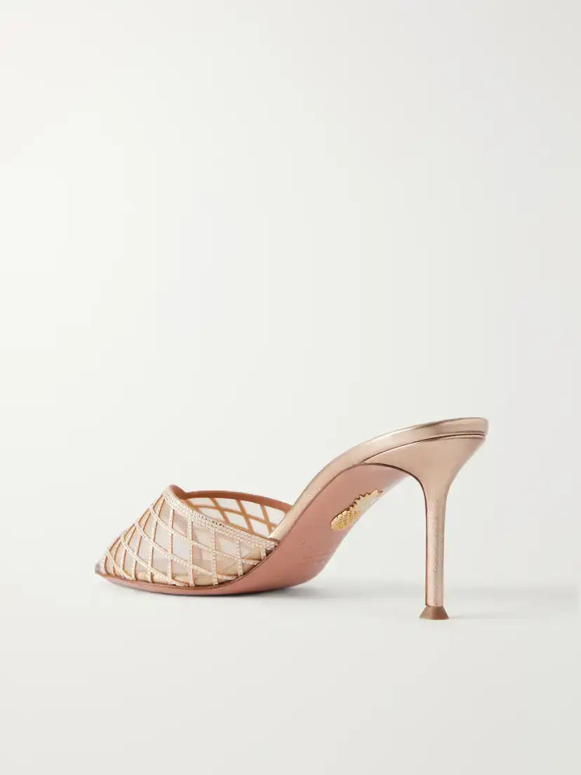 Aquazzura Lumiere 75 Crystal-embellished Mesh Sandals | Thumbnail 3 Aquazzura Lumiere 75 Crystal-embellished Mesh Sandals | Thumbnail 3