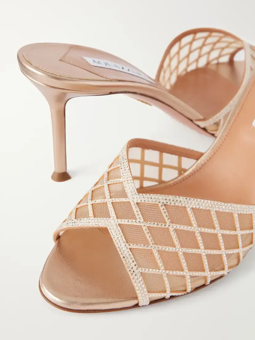 Aquazzura Lumiere 75 Crystal-embellished Mesh Sandals | Thumbnail 5 Aquazzura Lumiere 75 Crystal-embellished Mesh Sandals | Thumbnail 5