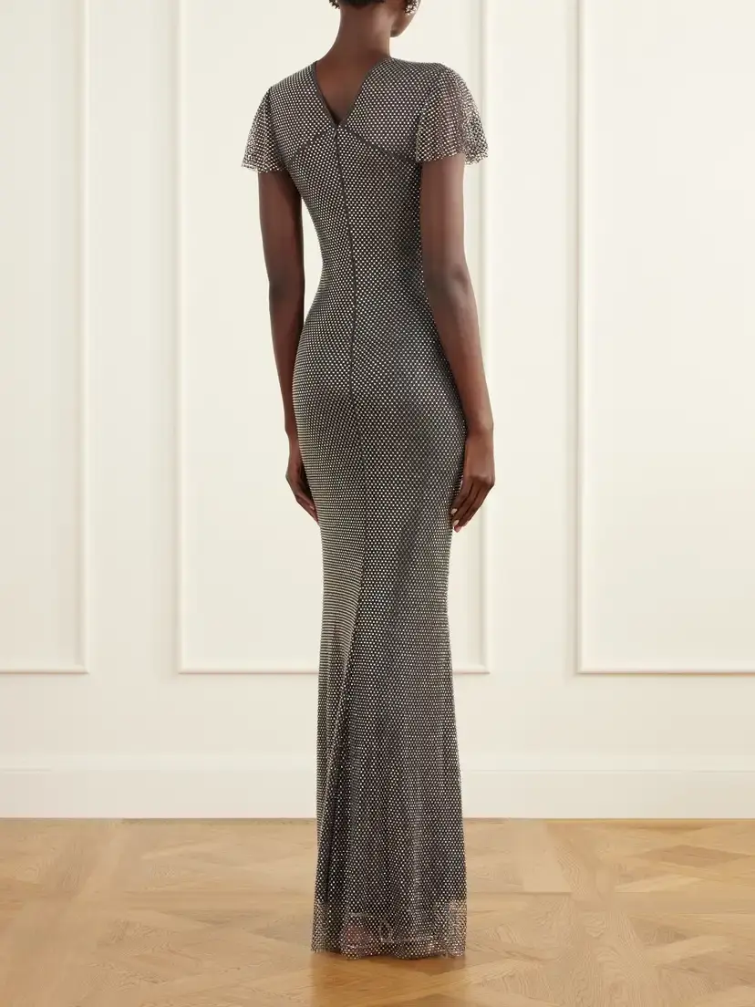 Self-Portrait Crystal-embellished Mesh Maxi Dress | Thumbnail 3