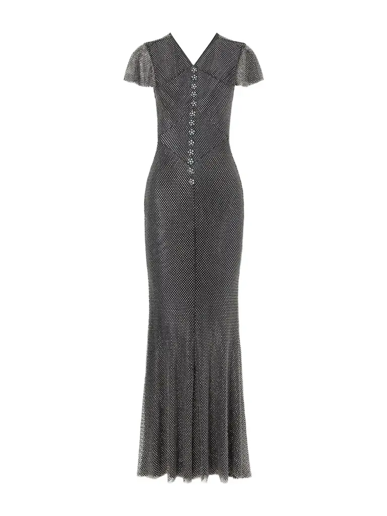 Crystal-embellished Mesh Maxi Dress Crystal-embellished Mesh Maxi Dress