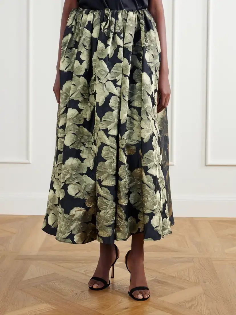 Abadia Elodie Gathered Floral-brocade Maxi Skirt | Thumbnail 3 Abadia Elodie Gathered Floral-brocade Maxi Skirt | Thumbnail 3
