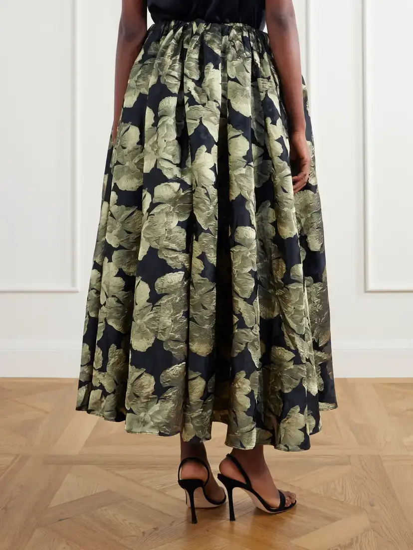 Abadia Elodie Gathered Floral-brocade Maxi Skirt | Thumbnail 4 Abadia Elodie Gathered Floral-brocade Maxi Skirt | Thumbnail 4