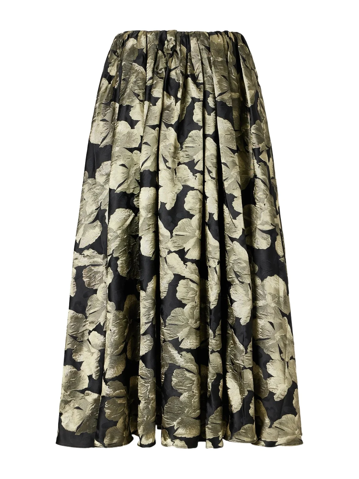 Abadia Elodie Gathered Floral-brocade Maxi Skirt