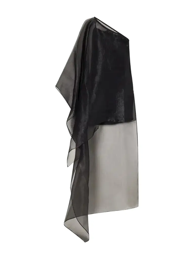 Taller Marmo Boston One-shoulder Draped Organza Mini Dress