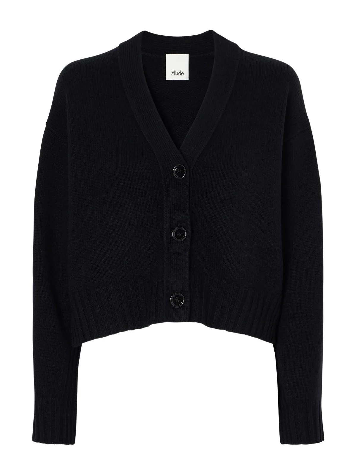 Allude Cropped Wool And Cashmere-blend Cardigan - Black