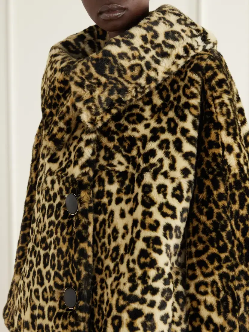 Givenchy Cape-effect Leopard-print Plush Coat | Thumbnail 4 Givenchy Cape-effect Leopard-print Plush Coat | Thumbnail 4