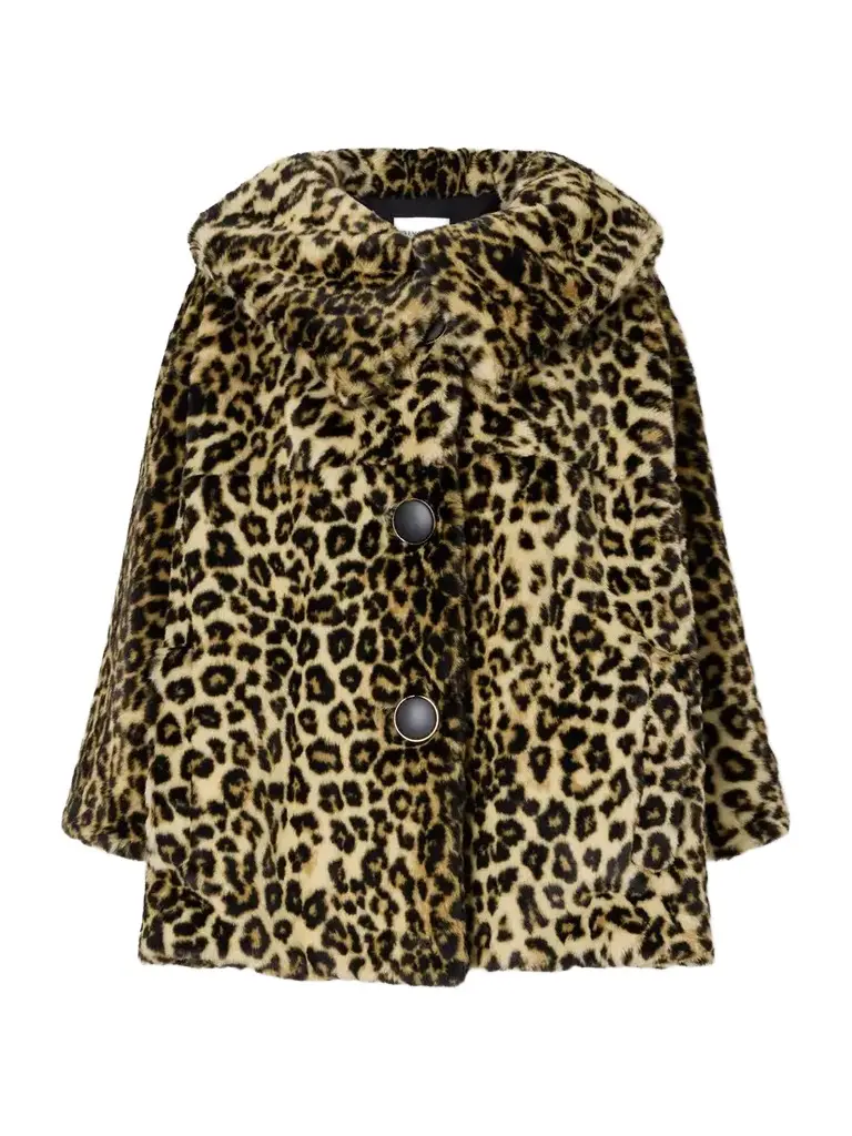 Givenchy Cape-effect Leopard-print Plush Coat