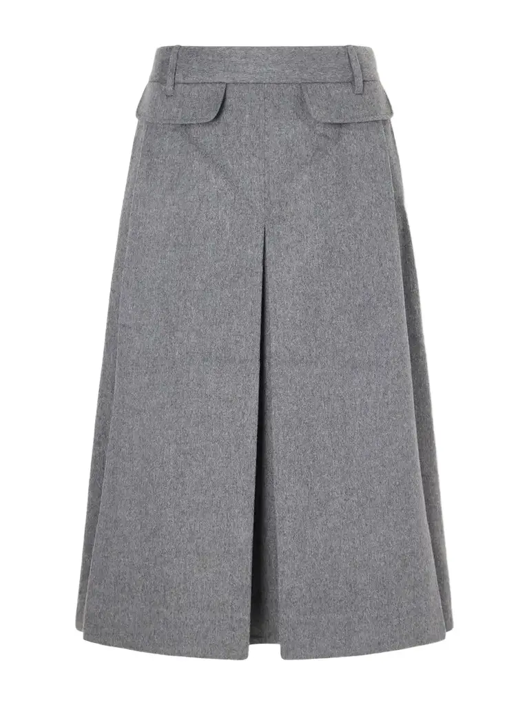 Pleated Wool And Cashmere-blend Midi Skirt