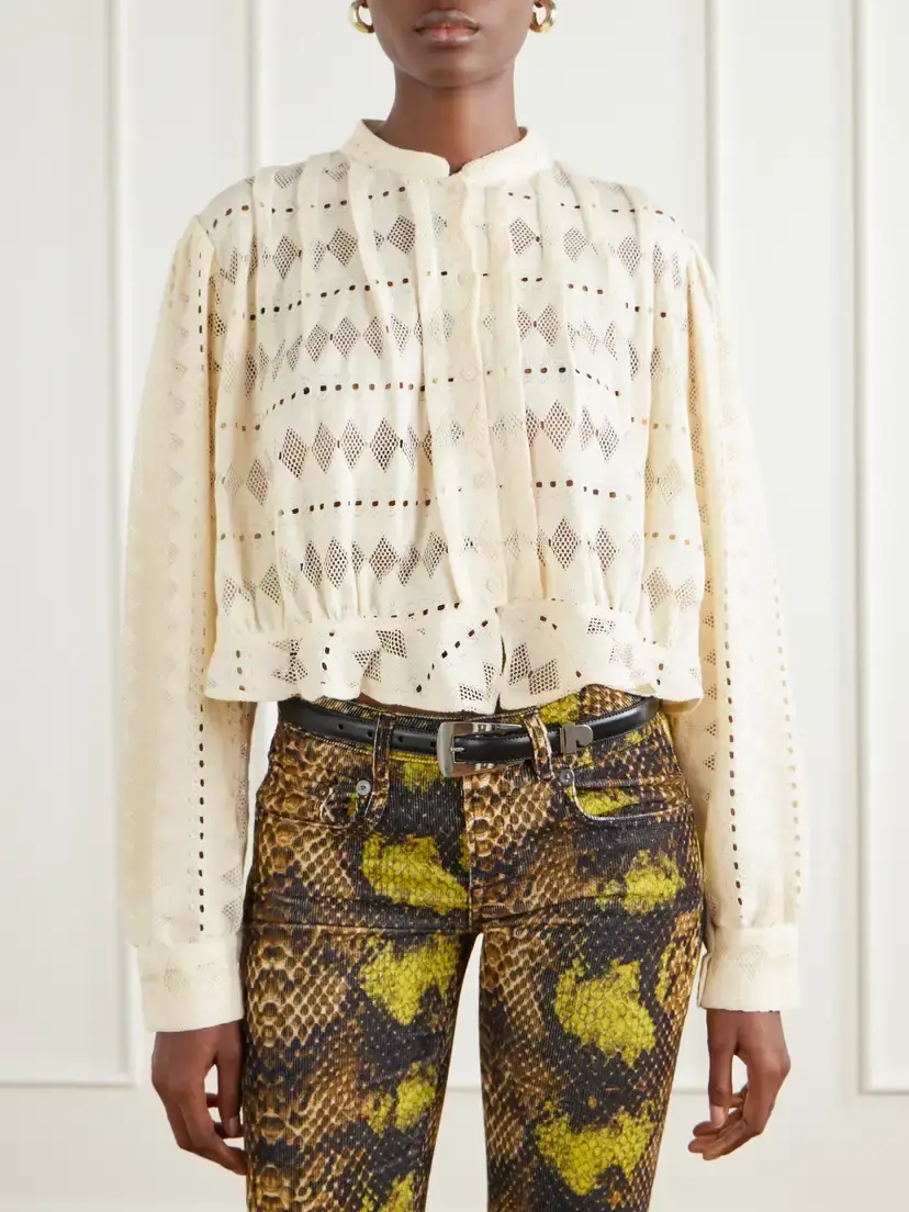 ALIX OF BOHEMIA Ryland Cropped Cotton-corded Lace Blouse | Thumbnail 3 ALIX OF BOHEMIA Ryland Cropped Cotton-corded Lace Blouse | Thumbnail 3