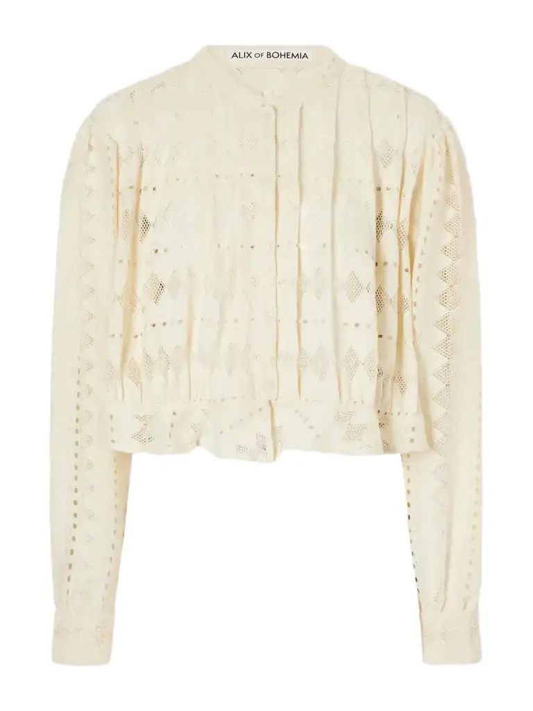 ALIX OF BOHEMIA Ryland Cropped Cotton-corded Lace Blouse