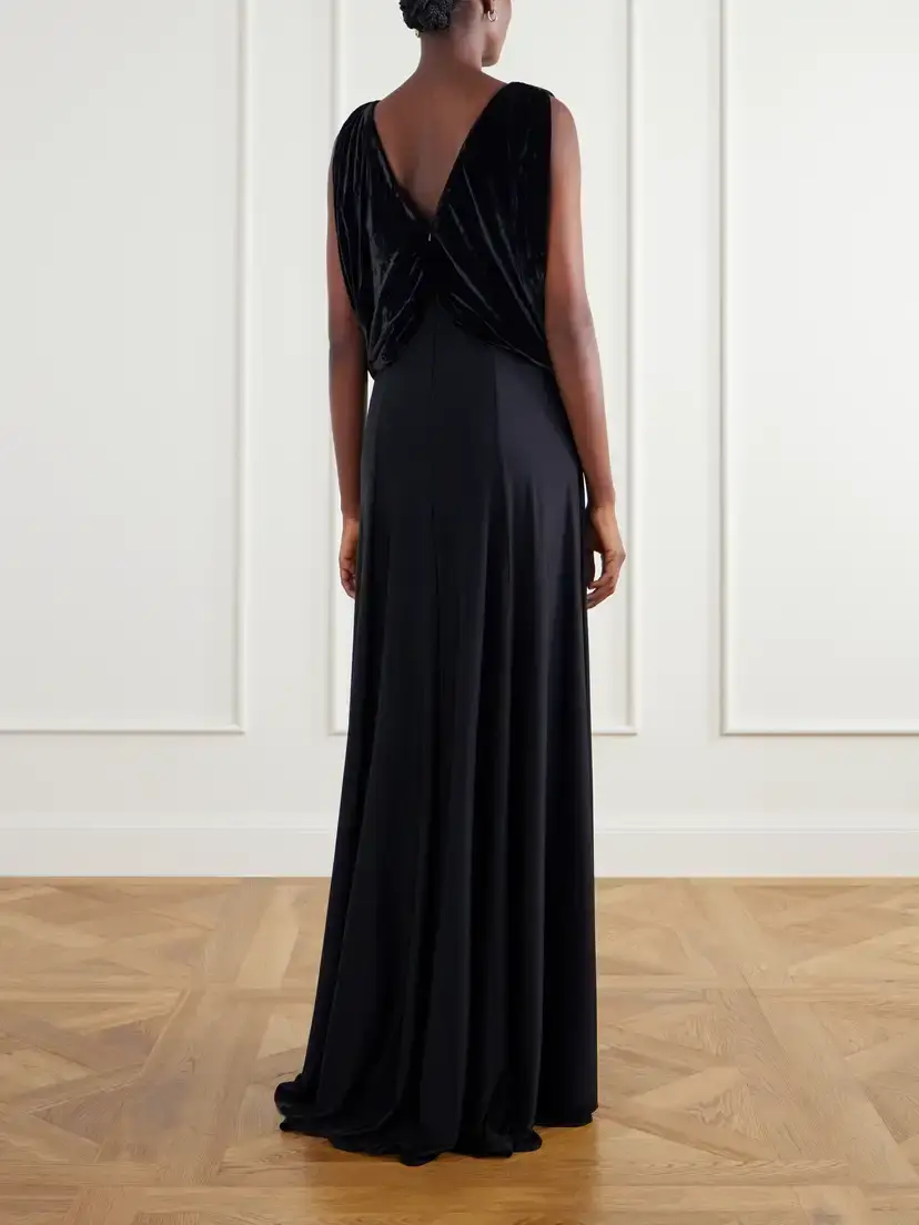 Abadia Laila Draped Velvet And Twill Gown | Thumbnail 3