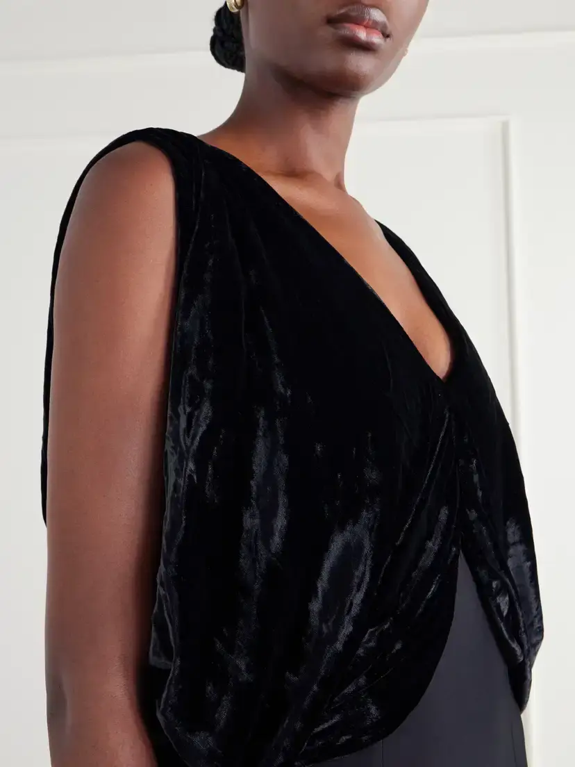 Abadia Laila Draped Velvet And Twill Gown | Thumbnail 4