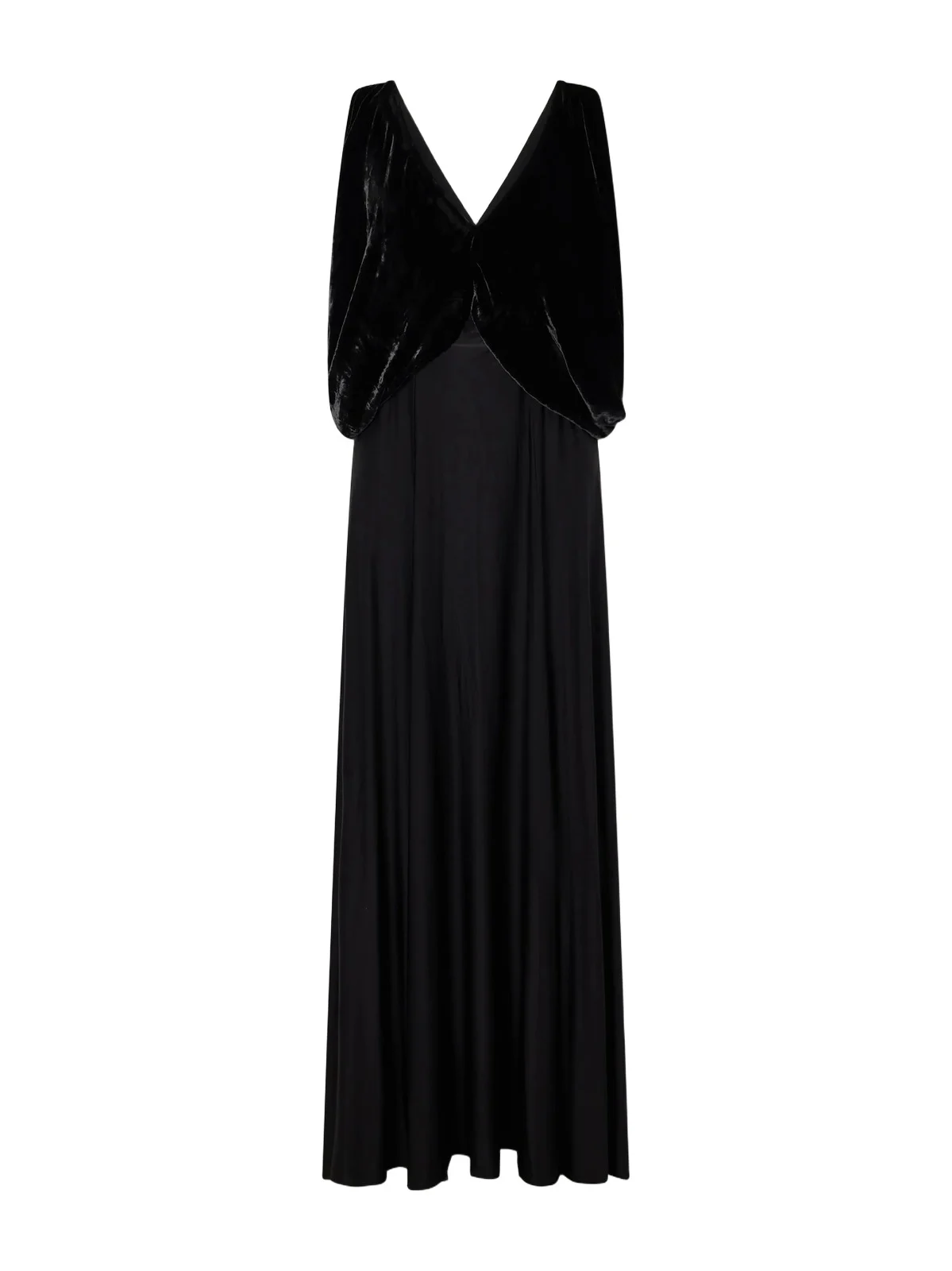 Laila Draped Velvet And Twill Gown - Black Laila Draped Velvet And Twill Gown - Black
