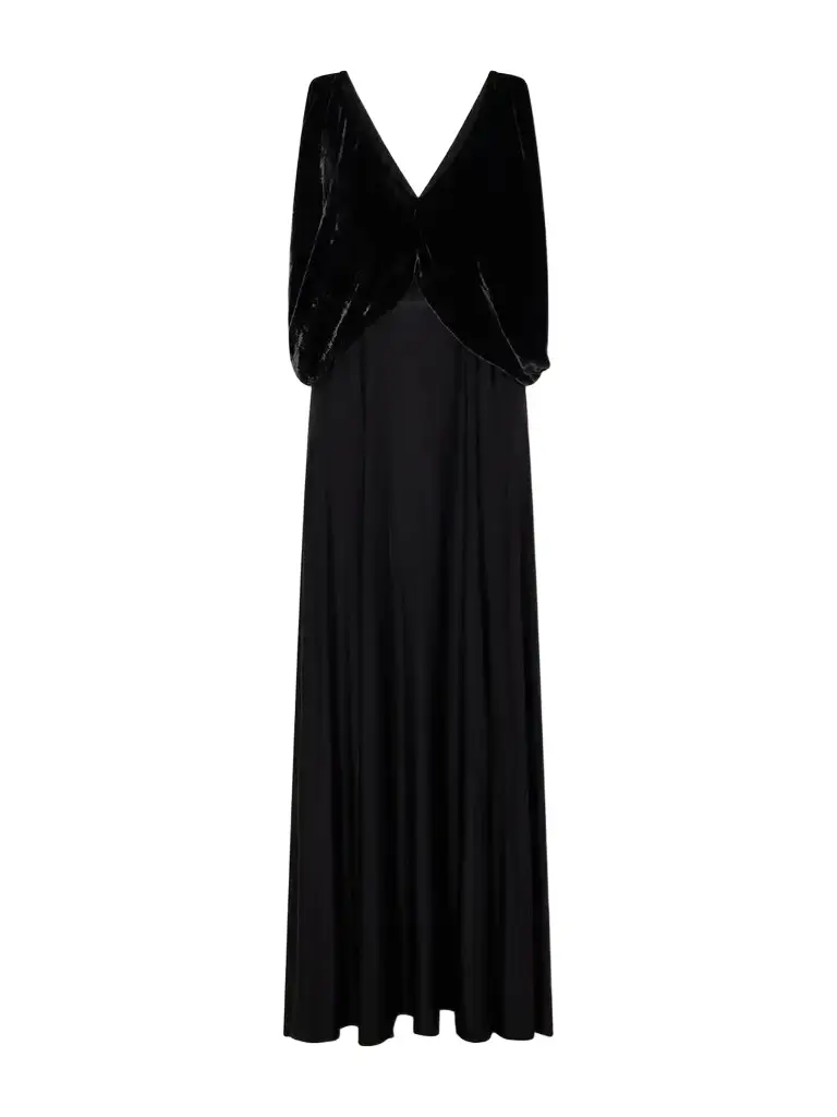 Laila Draped Velvet And Twill Gown Laila Draped Velvet And Twill Gown