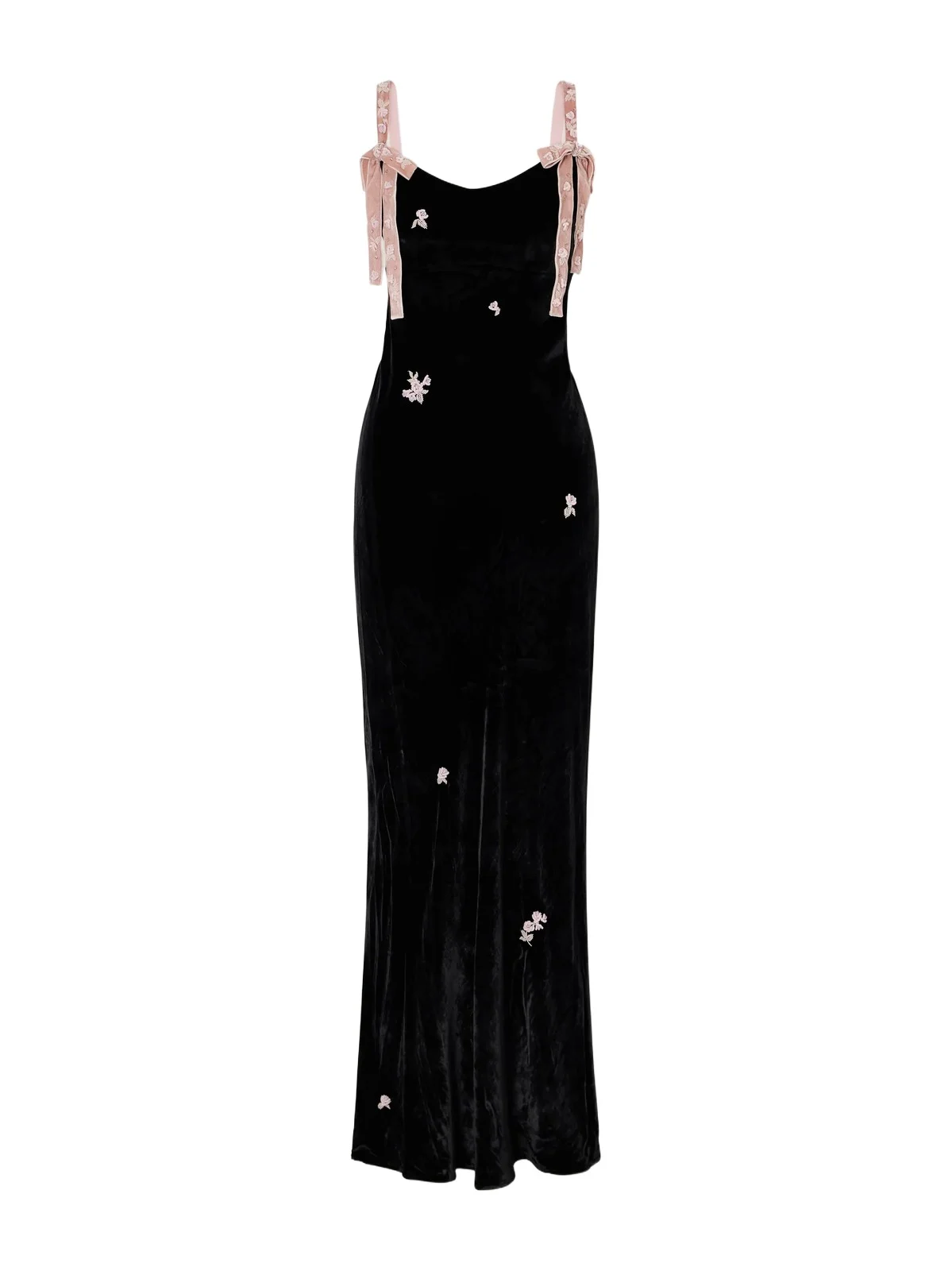 Julie Bead-embellished Bow-detailed Velvet Gown Julie Bead-embellished Bow-detailed Velvet Gown