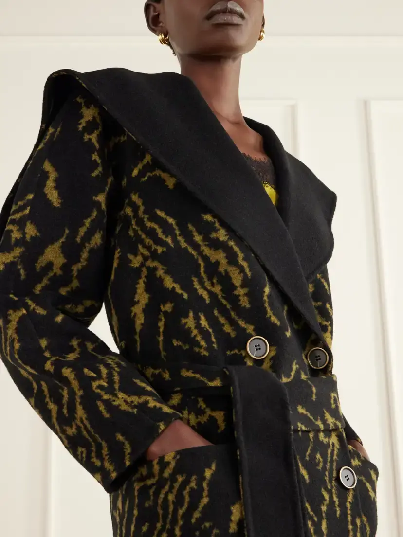 Ulla Johnson Rory Double-breasted Belted Jacquard-knit Wool And Cashmere-blend Coat | Thumbnail 4