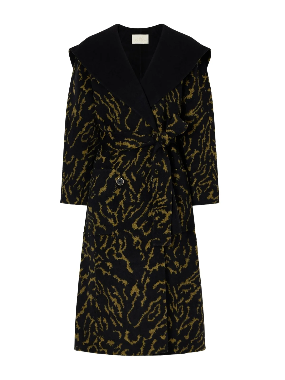 Ulla Johnson Rory Double-breasted Belted Jacquard-knit Wool And Cashmere-blend Coat - Black