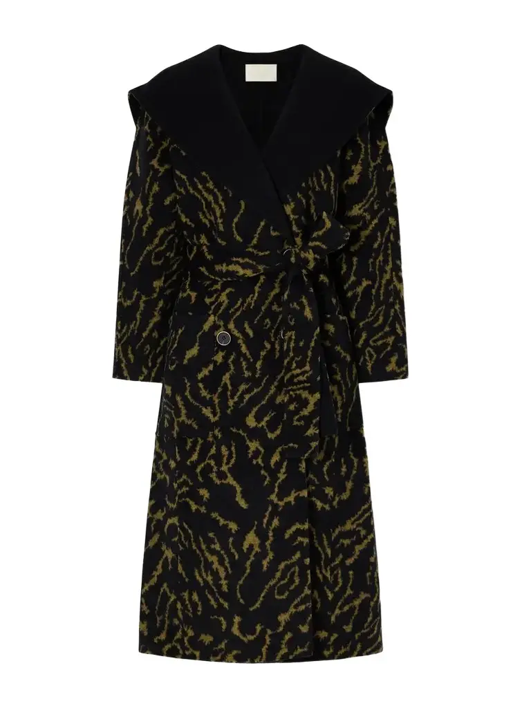Ulla Johnson Rory Double-breasted Belted Jacquard-knit Wool And Cashmere-blend Coat