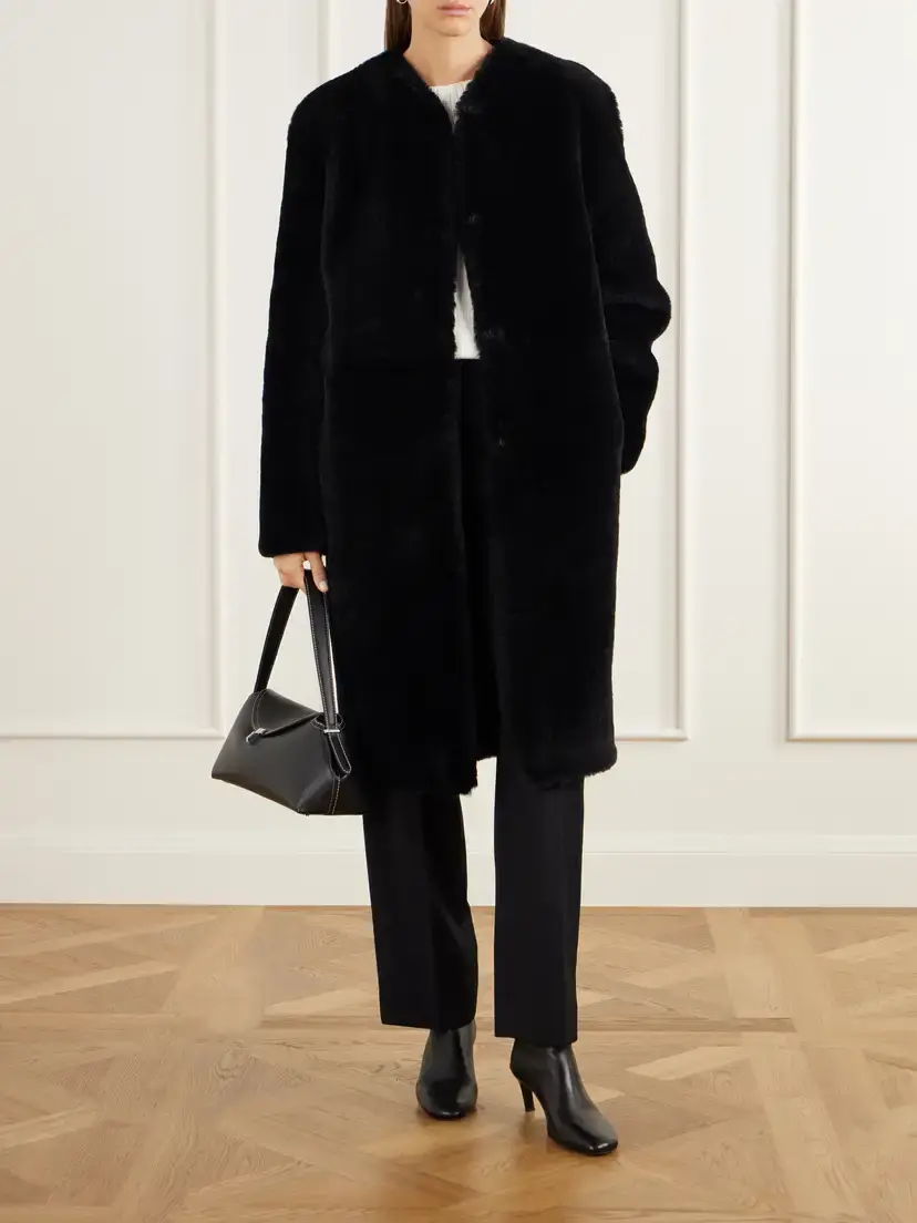 TOTEME Collarless Shearling Coat | Thumbnail 2 TOTEME Collarless Shearling Coat | Thumbnail 2