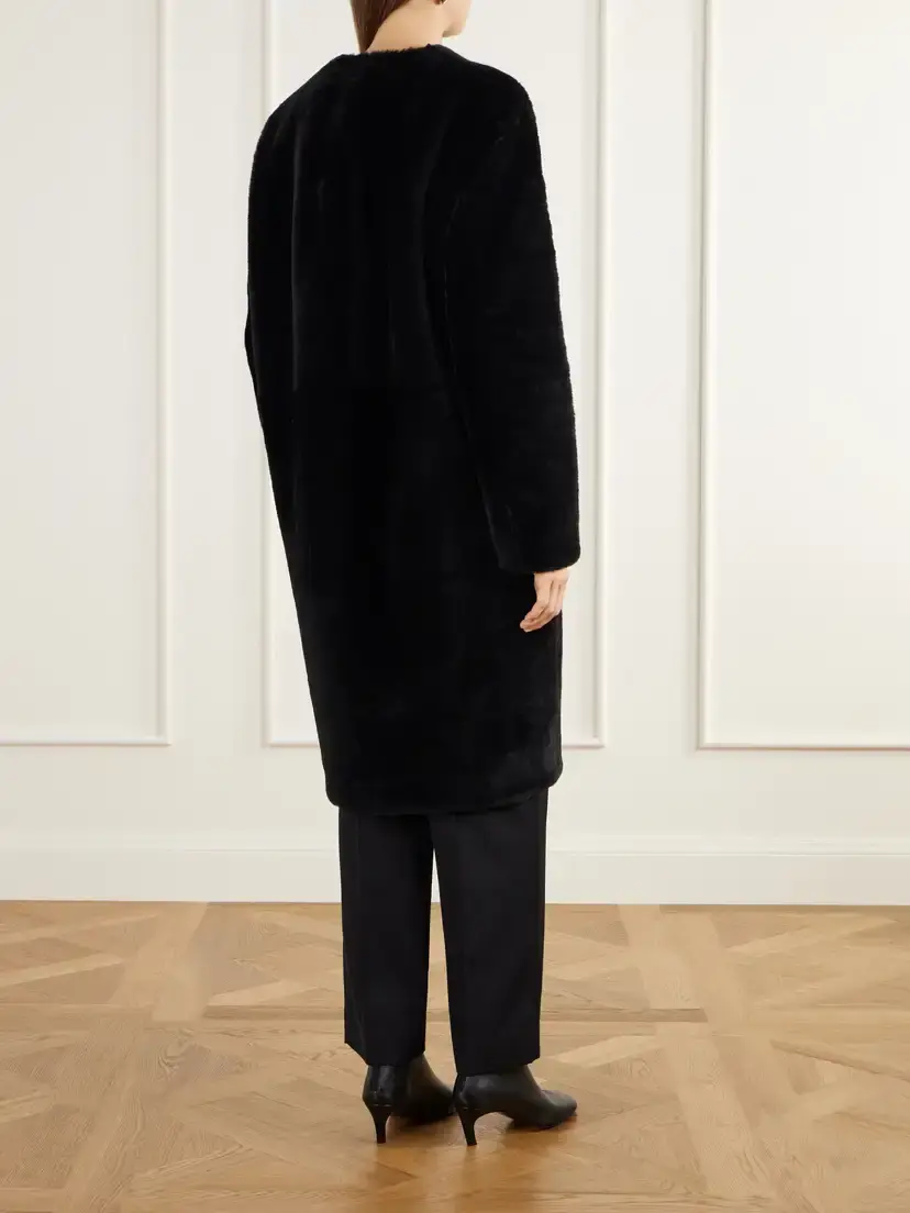 TOTEME Collarless Shearling Coat | Thumbnail 3 TOTEME Collarless Shearling Coat | Thumbnail 3