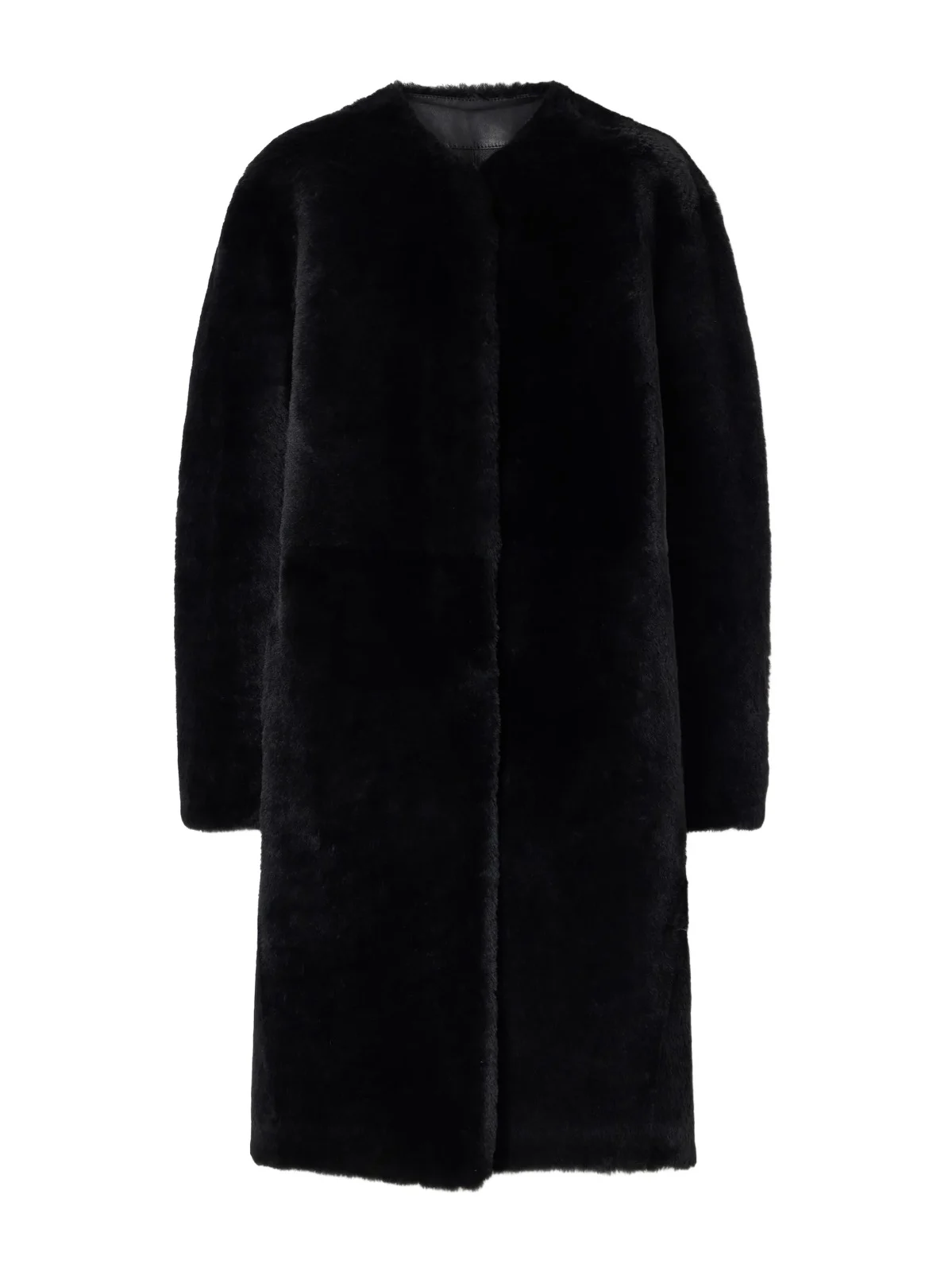 Collarless Shearling Coat Collarless Shearling Coat