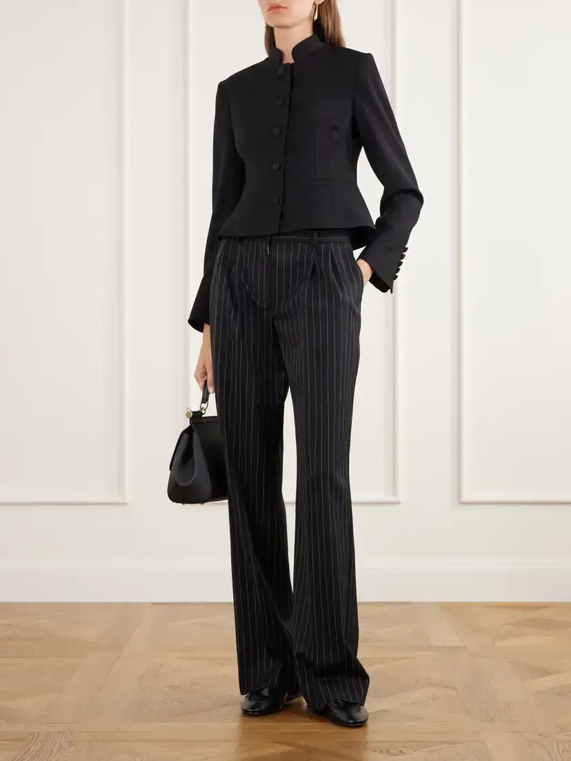 Dolce & Gabbana Pleated Pinstriped Wool-blend Crepe Wide-leg Pants | Thumbnail 2 Dolce & Gabbana Pleated Pinstriped Wool-blend Crepe Wide-leg Pants | Thumbnail 2