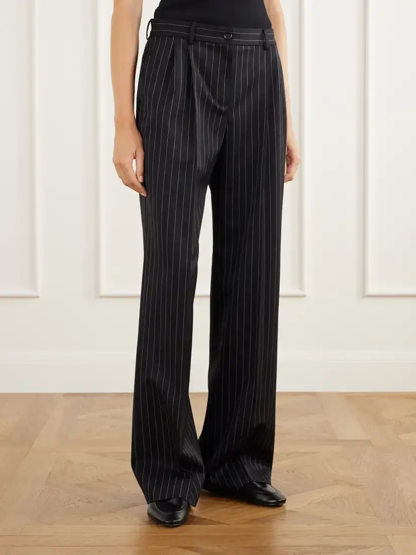Dolce & Gabbana Pleated Pinstriped Wool-blend Crepe Wide-leg Pants | Thumbnail 3 Dolce & Gabbana Pleated Pinstriped Wool-blend Crepe Wide-leg Pants | Thumbnail 3