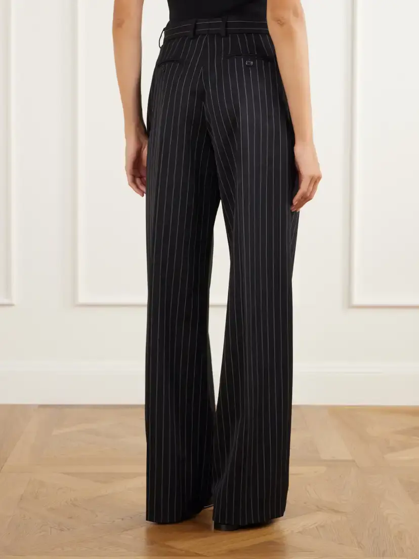 Dolce & Gabbana Pleated Pinstriped Wool-blend Crepe Wide-leg Pants | Thumbnail 4 Dolce & Gabbana Pleated Pinstriped Wool-blend Crepe Wide-leg Pants | Thumbnail 4