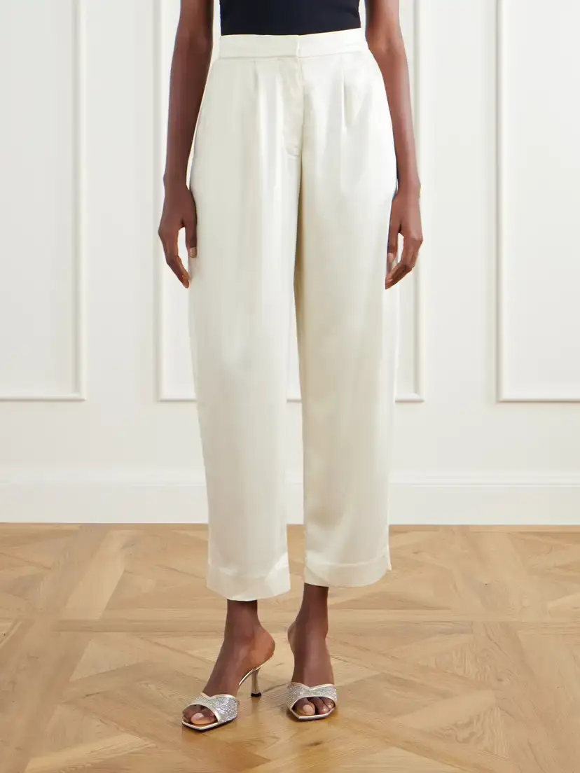 Abadia Pleated Satin High-waist Barrel-leg Pants | Thumbnail 3 Abadia Pleated Satin High-waist Barrel-leg Pants | Thumbnail 3