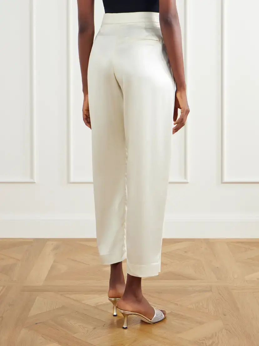 Abadia Pleated Satin High-waist Barrel-leg Pants | Thumbnail 4 Abadia Pleated Satin High-waist Barrel-leg Pants | Thumbnail 4