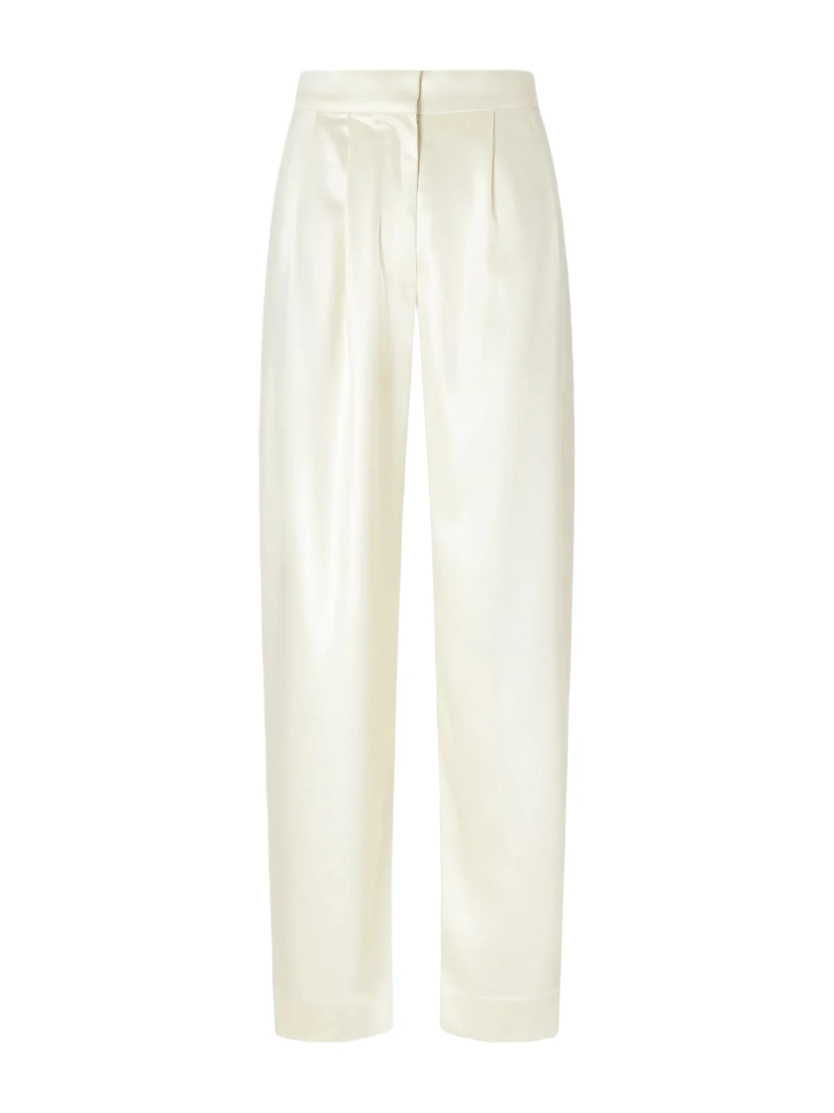 Abadia Pleated Satin High-waist Barrel-leg Pants