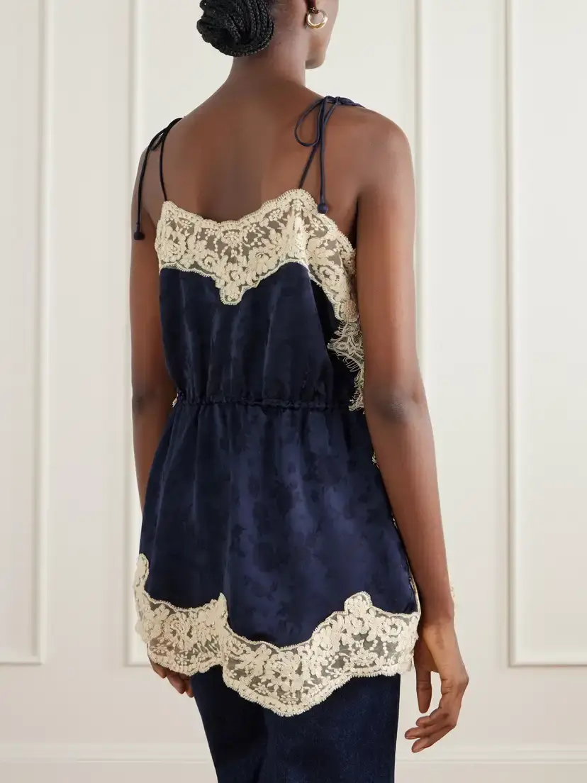 Sea Shay Gathered Lace-trimmed Floral-jacquard Camisole | Thumbnail 3 Sea Shay Gathered Lace-trimmed Floral-jacquard Camisole | Thumbnail 3