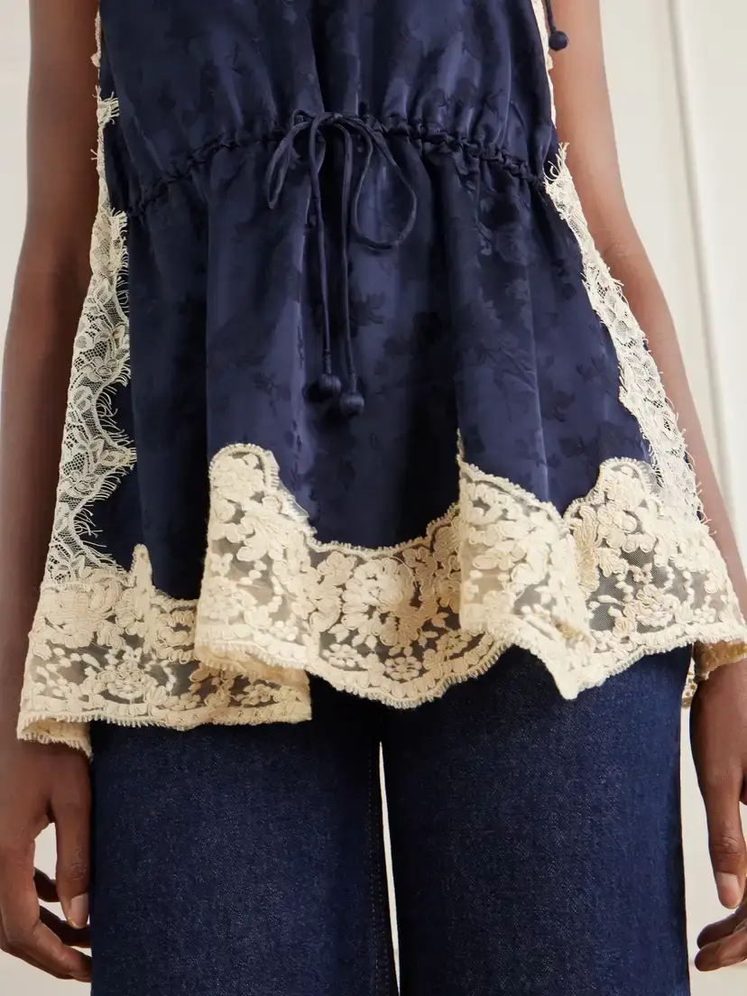 Sea Shay Gathered Lace-trimmed Floral-jacquard Camisole | Thumbnail 4 Sea Shay Gathered Lace-trimmed Floral-jacquard Camisole | Thumbnail 4