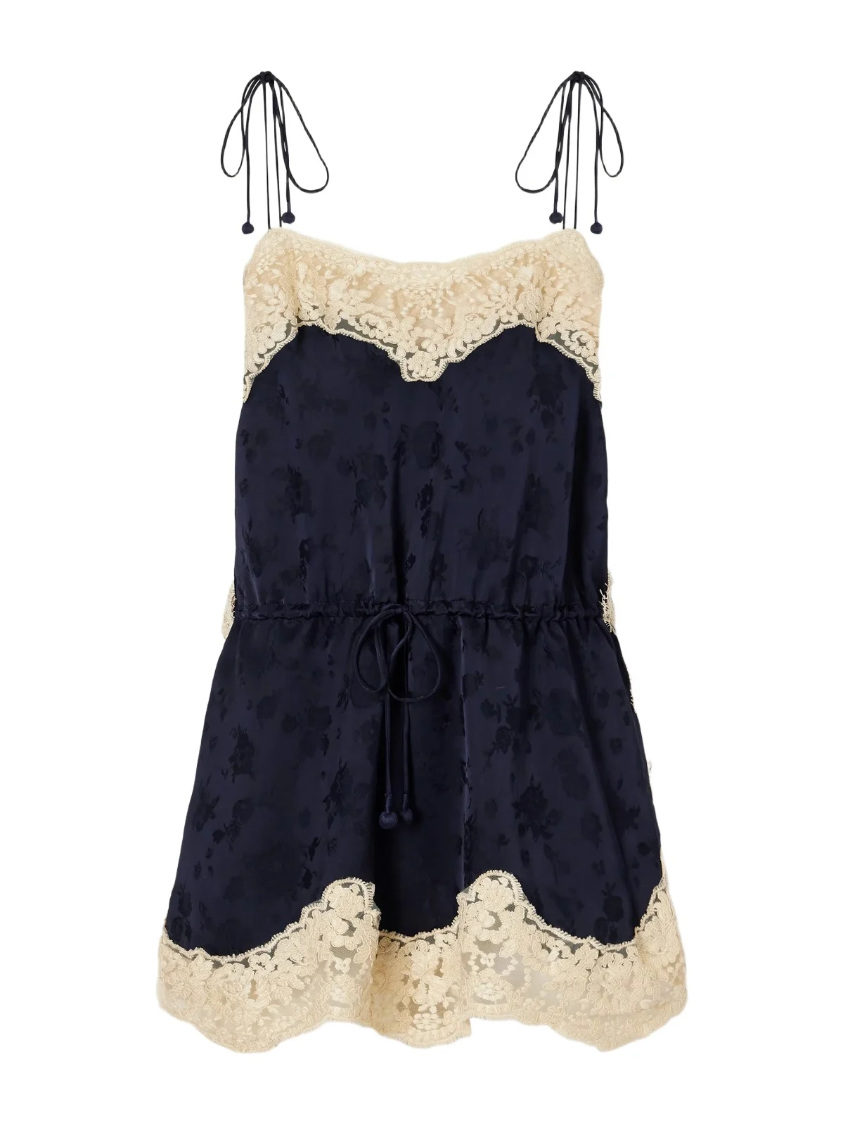 Sea Shay Gathered Lace-trimmed Floral-jacquard Camisole