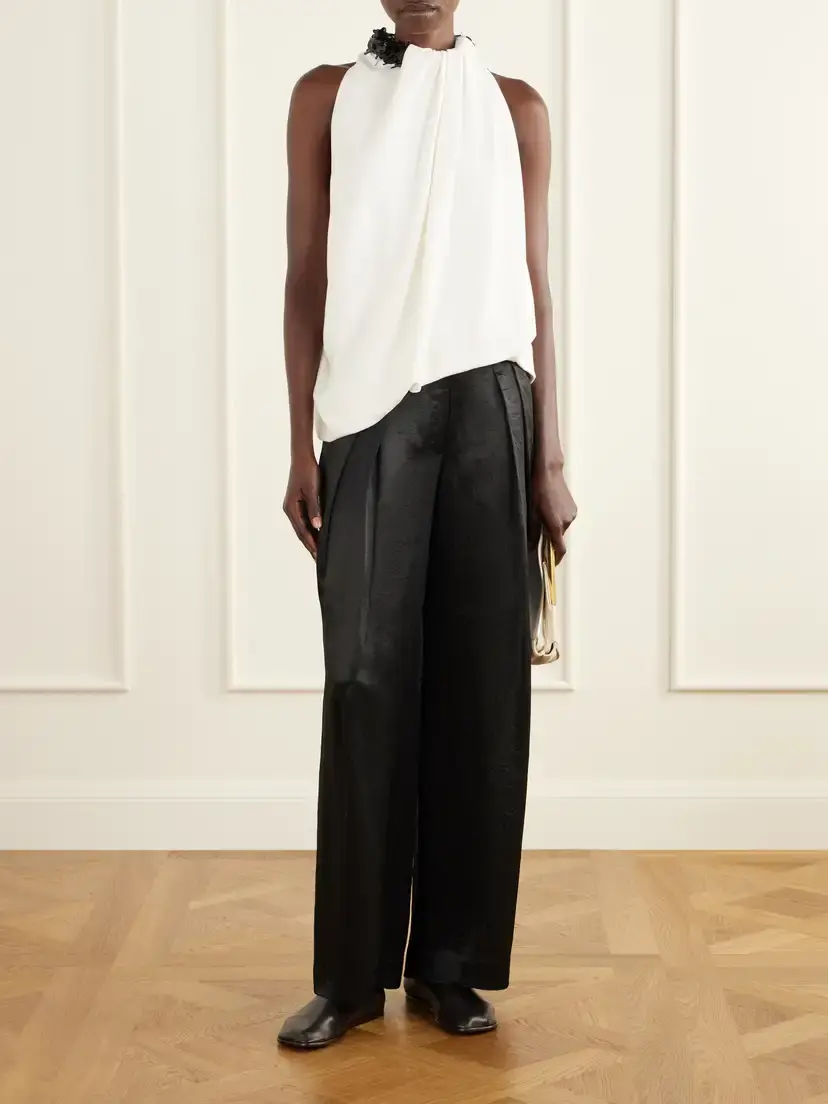 Brandon Maxwell The Haze Sequin-embellished Asymmetric Gathered Crepe Top | Thumbnail 2