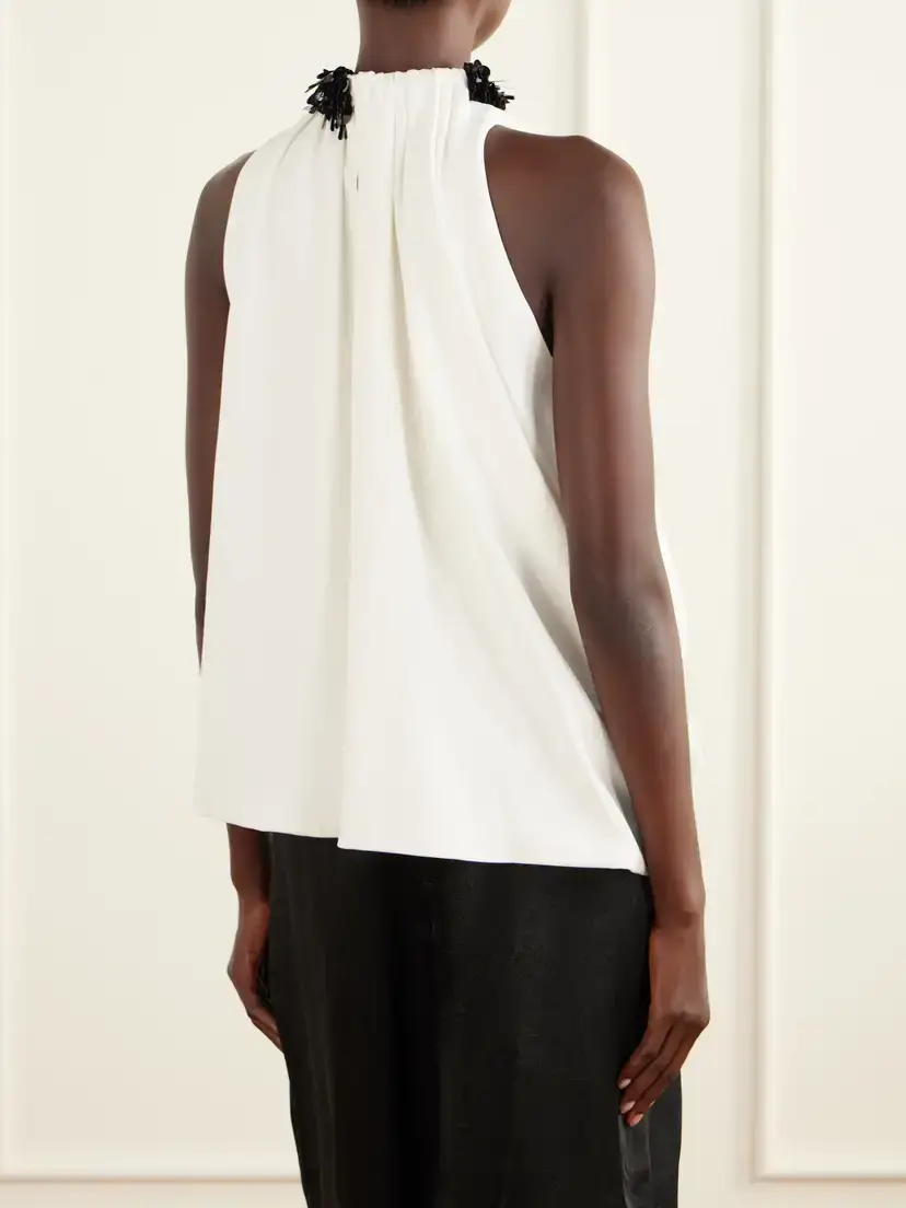 Brandon Maxwell The Haze Sequin-embellished Asymmetric Gathered Crepe Top | Thumbnail 3