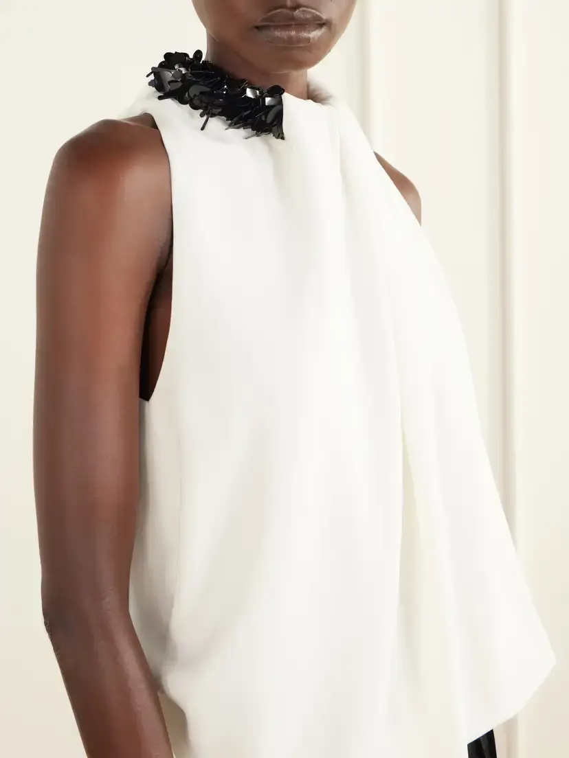 Brandon Maxwell The Haze Sequin-embellished Asymmetric Gathered Crepe Top | Thumbnail 4
